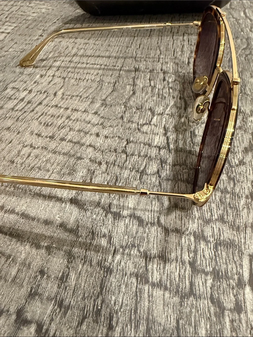 Krewe Gold Tortoiseshell Frame Sunglasses with Gray Lenses
